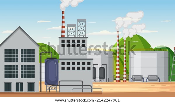 Petroleum industry\
scene concept \
illustration