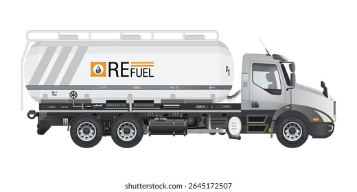 Reboque de caminhão de petróleo líquido de petróleo médio vetor 3D Ilustração