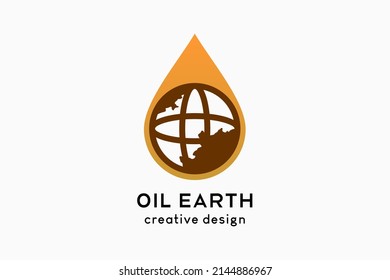 Petroleum logo design, globe or earth icon with creative concept in drops icon