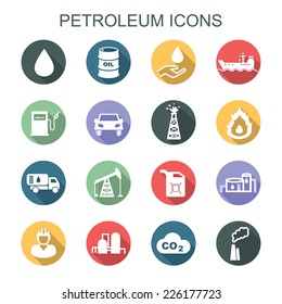 petroleum long shadow icons, flat vector icons