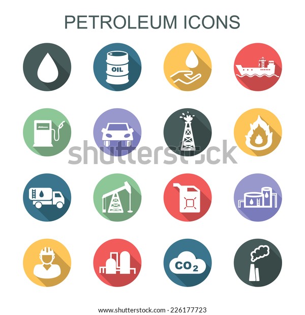 petroleum long\
shadow icons, flat vector\
icons