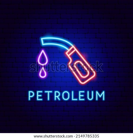 Petroleum Neon Label. Vector Illustration of Gas Station Promotion.