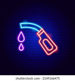 Petroleum Neon Sign. Vector Illustration of Gas Promotion.