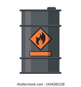 Petroleum oil barrel with flame label vector illustration graphic design