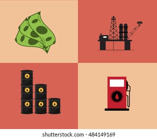 petroleum oil extraction and refinement related icons image 