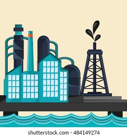 petroleum oil extraction and refinement related icons image 