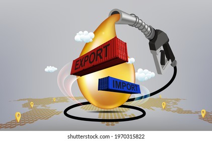 Petroleum oil is a fuel that powers the transportation, concept shipment cargo containers product with logistics and delivery service online order instant shipping a customer for vector illustration