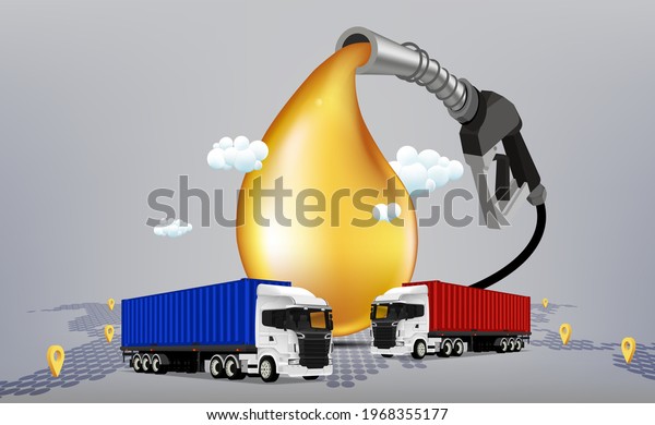 Petroleum oil is a fuel that powers the\
transportation, concept shipment cargo containers product with\
logistics and delivery service online order instant shipping a\
customer for vector\
illustration
