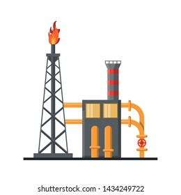 Petroleum oil refinery plant with pump and pipes vector illustration graphic design