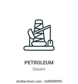 Icono vectorial del contorno del petróleo. Icono de petróleo negro en línea delgada, simple ilustración de elemento vector plano del concepto de desierto editable trazo aislado en fondo blanco