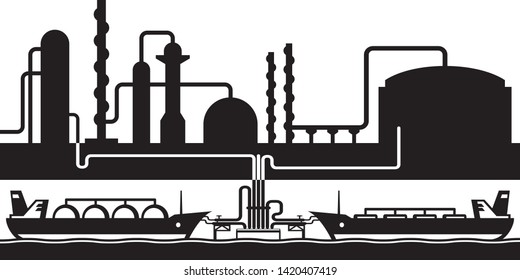 Petroleum rafinery sea export terminal - vector illustration