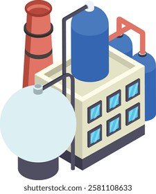 Petroleum refining processes isometric Concept, Refinery Flow Plant Vector color Icon Design, Oil and Gas industry Symbol, fuel and gasoline Sign, Service and supply stock illustration