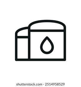 Petroleum storage terminal isolated icon, oil tank storage vector icon with editable stroke