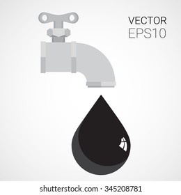 Petroleum tap with drop of oil. Vector illustration for your graphic design.