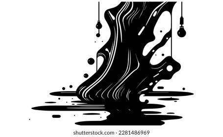 Petroleum vector black line illustration isolated white. Sketch art