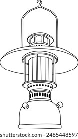 petromak lamp  line vector illustration isolated on white background