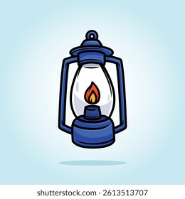 Petromax, A Classic Ancient Lantern Vintage oil lamp. Cartoon Icon Vector Illustration. Isolated background.