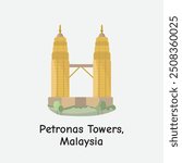 Petronas Towers Malaysia Iconic Vector Landmark Illustration