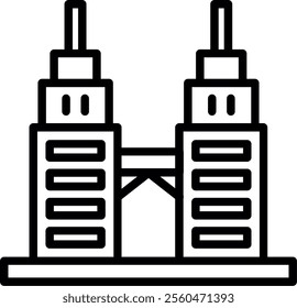 Petronas Twin Tower Line Vector Icon Design