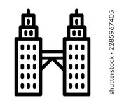 Petronas Twin Tower Vector Line Icon Design