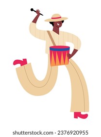 petronio alvarez festival man with drum vector isolated