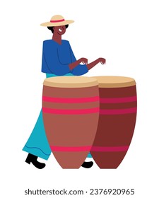 petronio alvarez festival man with drums vector isolated