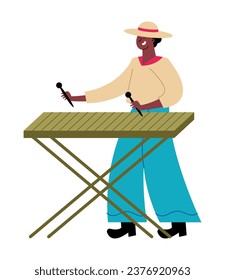 Petronio alvarez Festival Mann mit Marimba-Vektorgrafik einzeln