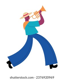 petronio alvarez festival man with trumpet vector isolated