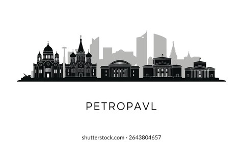 Petropavl Skyline Cityscape Preto Branco.