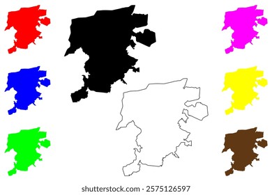 Petropolis city (Federative Republic of Brazil, Rio de Janeiro state) map vector illustration, scribble sketch Petrópolis map