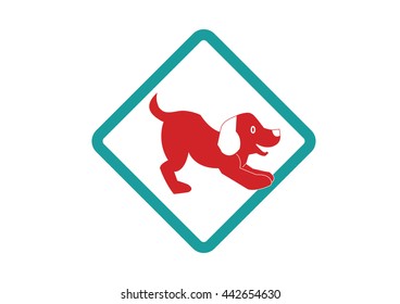 Pets accessories shop concept. Icon with a puppy dog wanting to play.