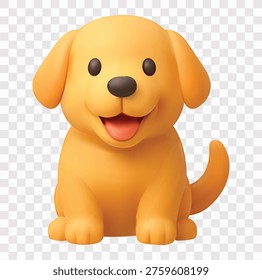 Pets and Accessories Vector Icon Set | 3D icon set | a golden retriever puppy