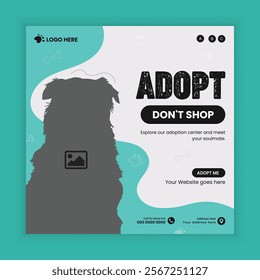 Pets adoption social media post and  square flyer design template