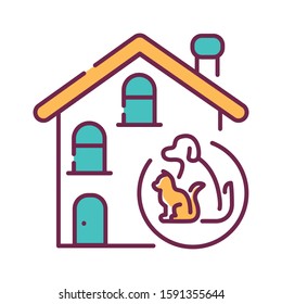 Pets allowed color line icon. Indicates whether pets are allowed to enter the accommodation. Pictogram for web page, mobile app, promo. UI UX GUI design element. Editable stroke.