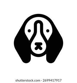 Animais permitidos. Ícone de vetor de traçado com contorno e detalhes preenchidos em preto.