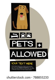Pets Allowed Poster Sign Board Design For Door With Text Box Template