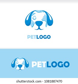 Pets Animal Dog earth Logo Blue