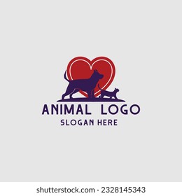 Pets animal vet clinic logo, Dog and cat health cherty logo