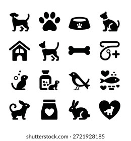 Conjunto de ícones de animais e animais