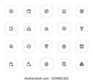 Pets and animals line icons set. Paw, bone, booth, cat, poop, food, collar, search, ball, medal. Vector outline pictograms for web and ui, ux mobile app design. Editable Stroke. 24x24 Pixel Perfect.