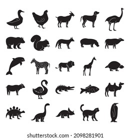 Pets and animals vector icon set