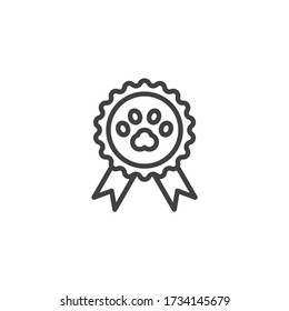 Pets award line icon. linear style sign for mobile concept and web design. Dog award medal outline vector icon. Symbol, logo illustration. Vector graphics