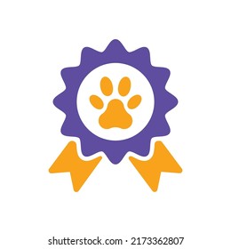 Pets award rosette vector icon. Pet animal sign. Graph symbol for pet and veterinary web site and apps design, logo, app, UI