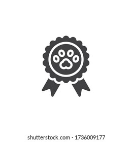 Icono de vector de premio para mascotas. signo plano relleno para concepto móvil y diseño web. Icono de glifo de medalla de premio de perro. Símbolo, ilustración del logotipo. Gráficos vectoriales