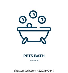 Pets bath icon. Linear vector illustration from pet shop collection. Outline pets bath icon vector. Thin line symbol for use on web and mobile apps, logo, print media.