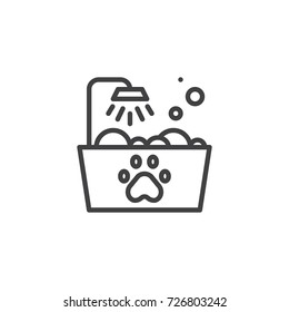 Pets bath line icon, outline vector sign, linear style pictogram isolated on white. Symbol, logo illustration. Editable stroke