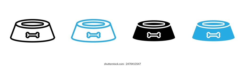 Conjunto de iconos de tazón de mascotas que muestra varios tazones de alimentación para mascotas, perfecto para el cuidado de mascotas e ilustraciones de temática animal.