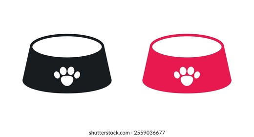 Pets bowl icons in black and colored version