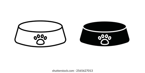 Pets bowl icons in black and white colors