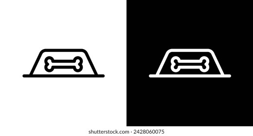 Pets Bowl Line Icon on White Background for Web.